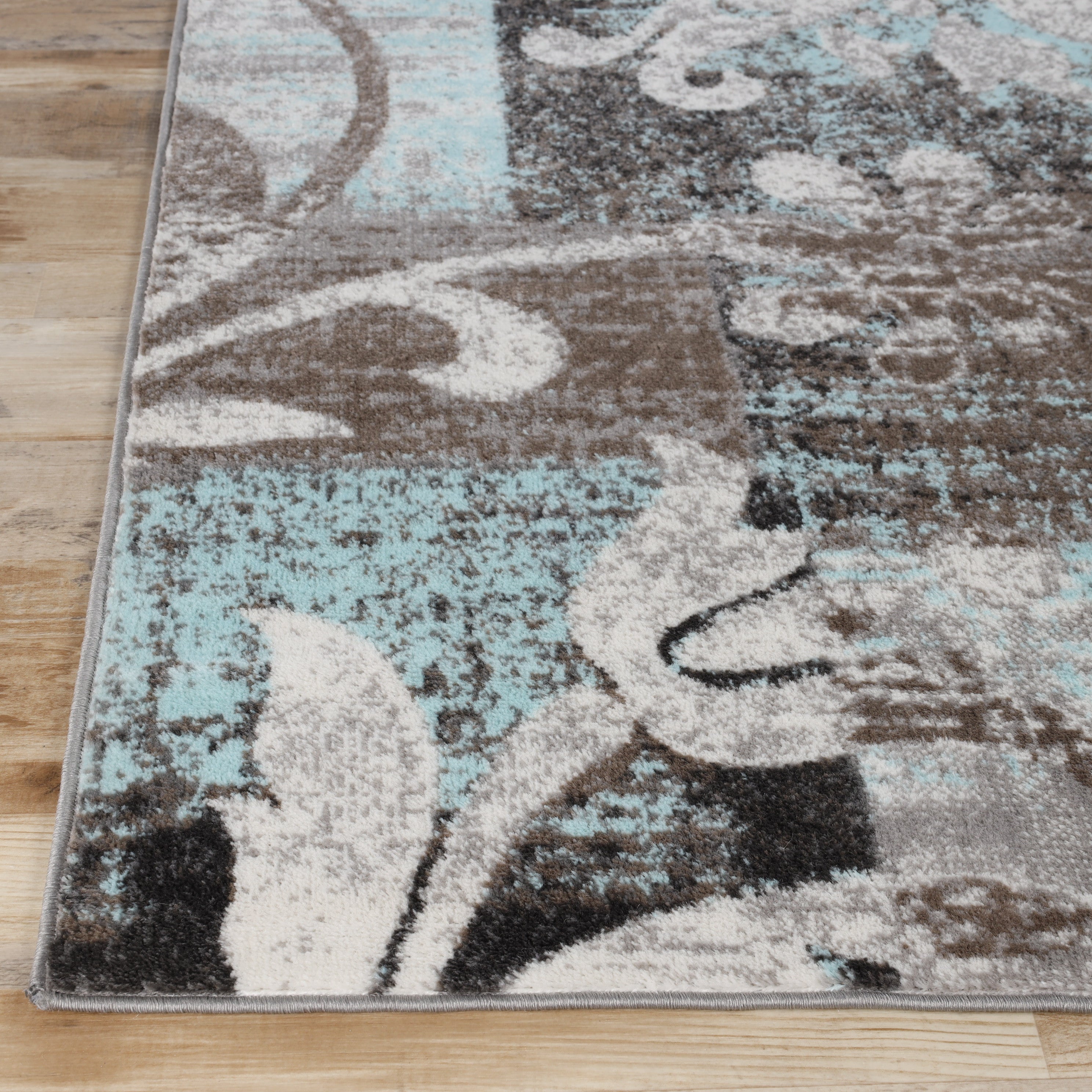 Stylish Pastiche Contemporary Floral Patchwork Area Rug - Non-Slip Indoor Runner for Living Room, Bedroom & Hallway Decor