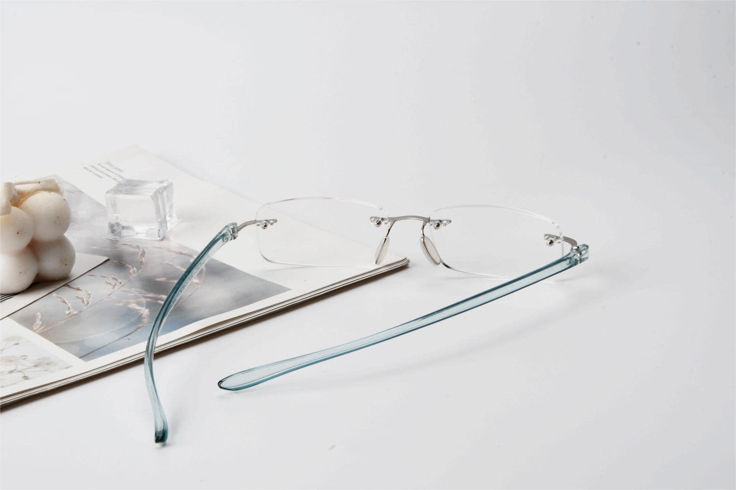 Eyekepper Rimless Reading Glasses for Men & Women - Small Lens Readers for Computer, Reading & Close Work - Lightweight Blue Light Blocking Glasses for Office & Home Use