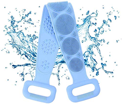 PARATPAR MALL Silicone Body Scrubber - Double Sided Exfoliating Shower Scrubber Belt for Deep Cleaning, Waterproof Bath Towel & Foot Cleaner (Multi-Color) - Perfect for Spa, Home Bath & Travel Use