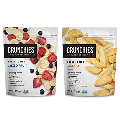 Crunchies Freeze-Dried Mixed Fruits & Mango Snack Bundle - 100% Natural, Gluten Free, Vegan Crispy Fruit Snacks - 12 Count (6 Each Flavor) 1oz Bags - Perfect for Lunch Boxes, Hiking & Healthy On-the-Go Snacking