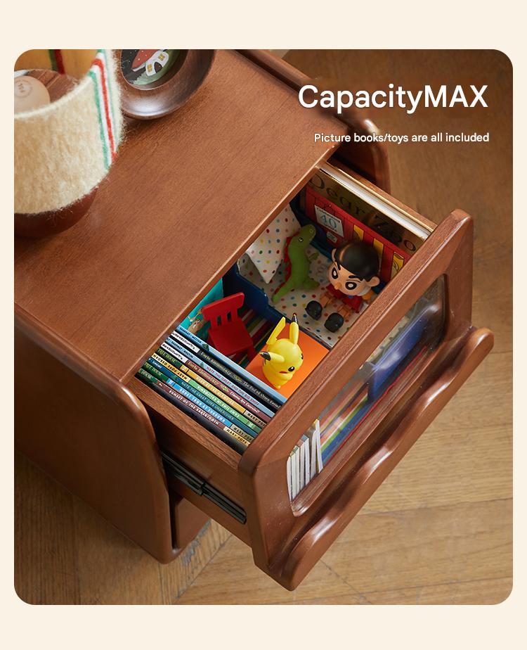 Solid Wood Kids Nightstand with LED Lights - Modern Children's Bedside Table for Bedrooms, Nursery & Kids Room Decor