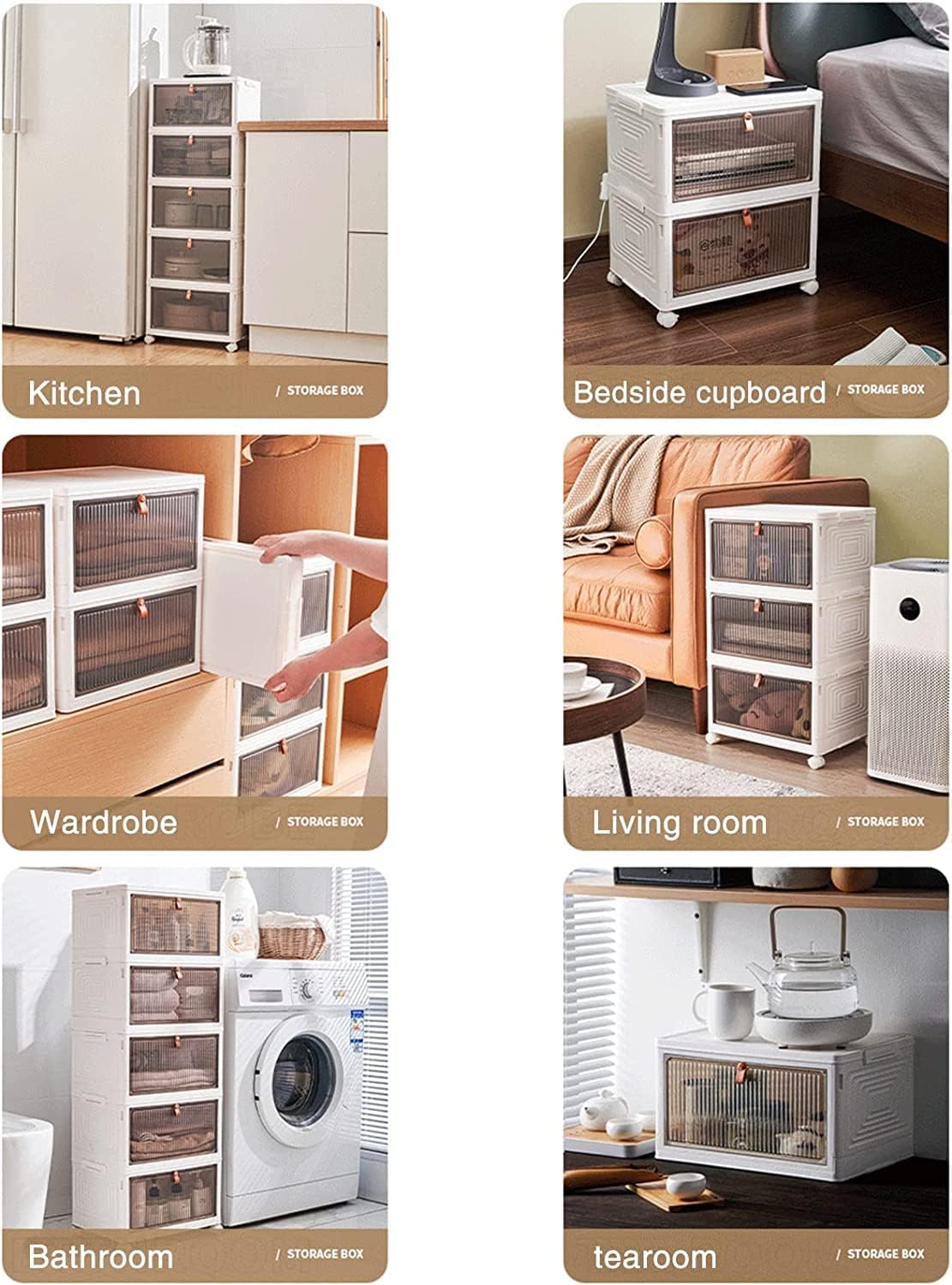 **Plastic Storage Ottoman with Wheels - Dustproof Organizer for Clothes, Shoes, Books, Toys & Snacks - Perfect for Living Room, Bedroom, Hallway & Office**