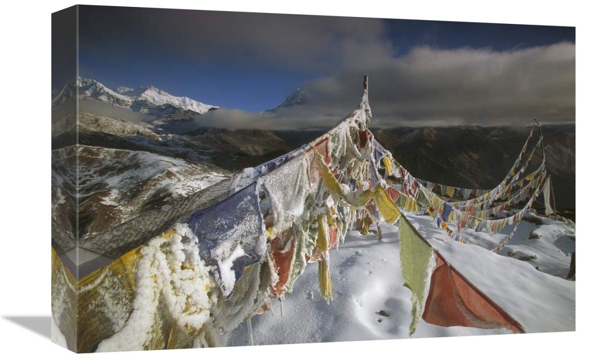 12 x 18 Inch Iced Up Prayer Flags Art Print - Dzong Ri, Sikkim Himalaya by Colin Monteath | Wall Decor for Home, Office & Meditation Spaces
