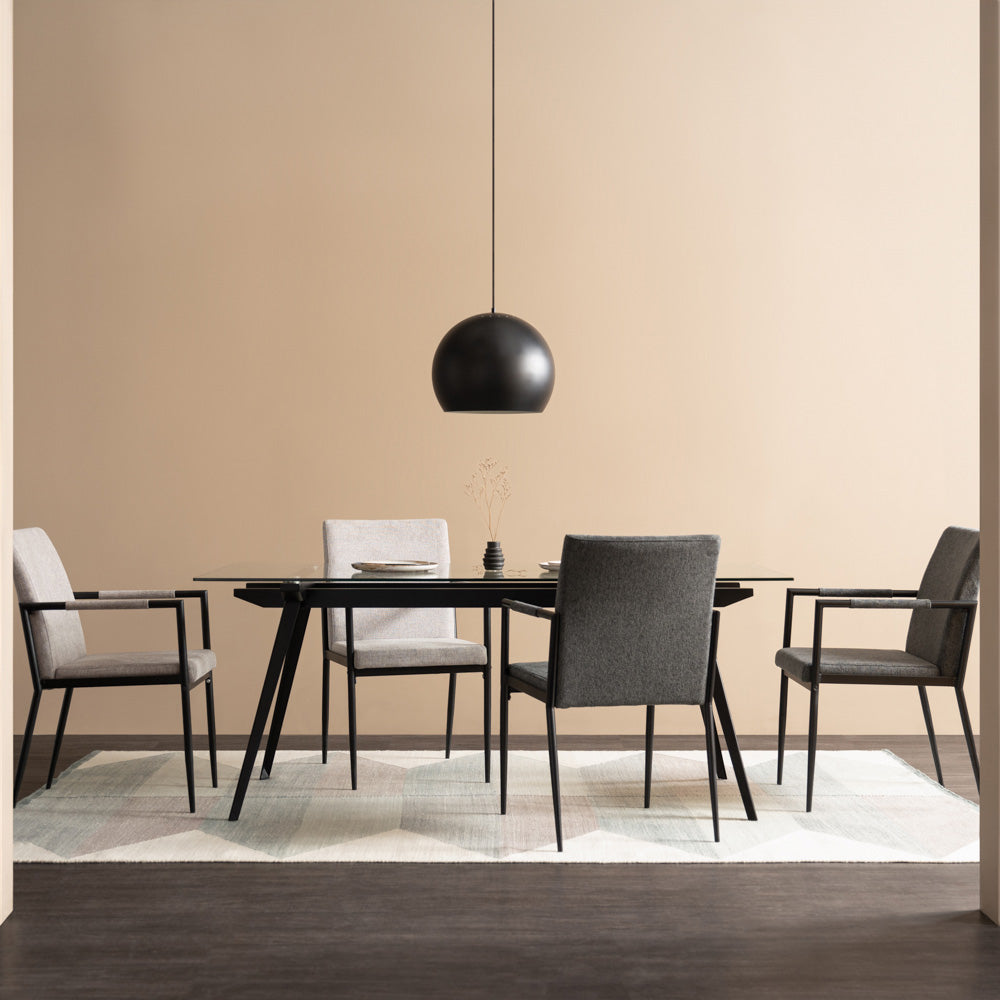 FERMA Modern Dining Chair - Grey Upholstered Seat, Sturdy Metal Legs - Perfect for Kitchen, Dining Room, and Home Office
