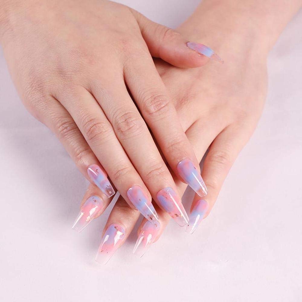 24PCS Long Ballet False Nails - Watercolor ABS Resin Fake Nails with Wear-Resistant Material for Women, Daily Use Beauty Tools with Beautiful Finish | Perfect for Parties, Weddings, Date Nights & Special Occasions