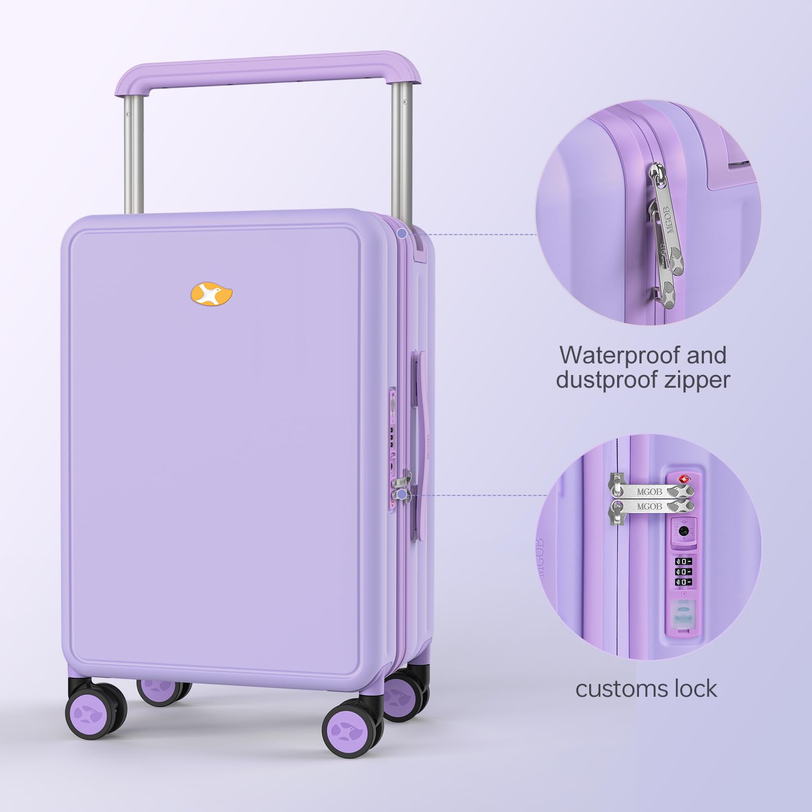 100% PC Hard Shell 20 Inch Carry On Luggage with TSA Locks, Lightweight Hardside Spinner Wheel Suitcase with Telescopic Handle - Perfect for Air Travel & Business Trips (Purple)