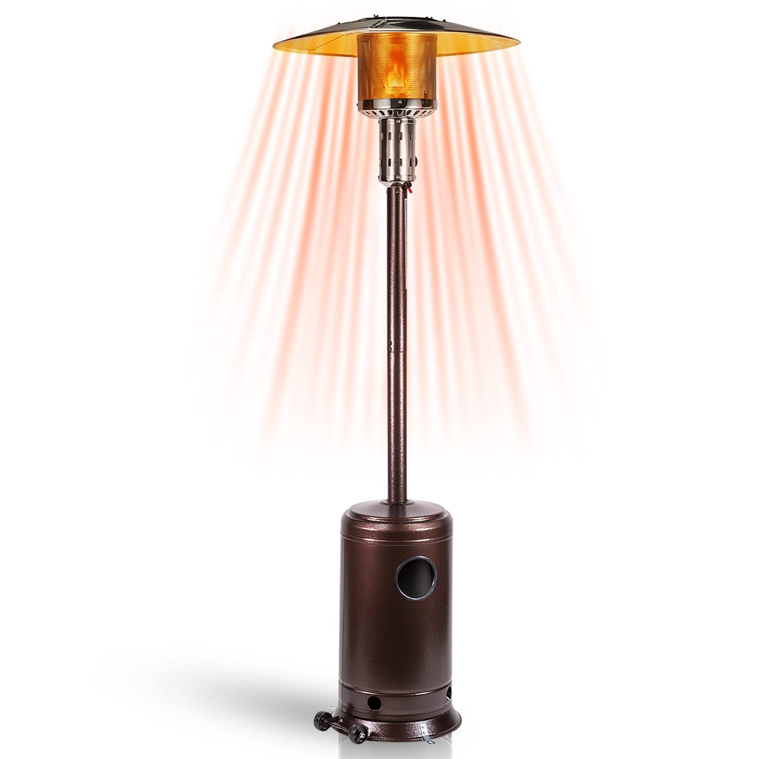 HCY 46,000 BTU CSA Certified Outdoor Propane Heater - 88-Inch Tall Bronze Steel Patio Heater with Wheels for Garage, Deck & Backyard | Portable Floor Standing Space Heater for Restaurants, Camping & Winter Gatherings