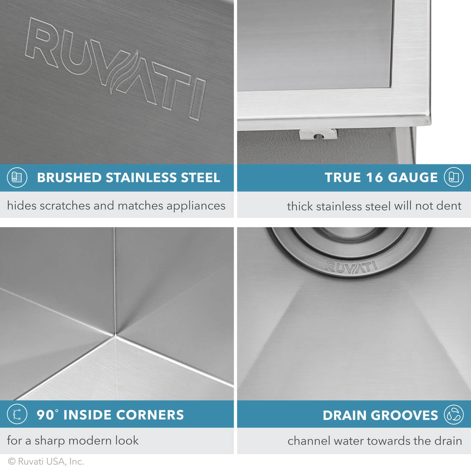 Ruvati 25 x 22 x 12 Inch Drop-in Topmount Stainless Steel Utility Sink - 16 Gauge Deep Single Bowl Laundry Room & RV Sink (Model RVU6010) - Perfect for Laundry Rooms, Basements, Garages & RV Camping