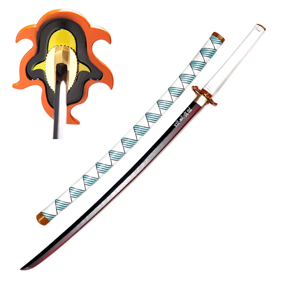 Handmade Demon Slayer Anime Katana Sword - 1060 T10 Carbon Steel, Clay Tempered Full Tang Blade - Authentic Samurai Sword for Cosplay, Collection & Martial Arts Training - Perfect for Anime Fans, Gift Giving & Display