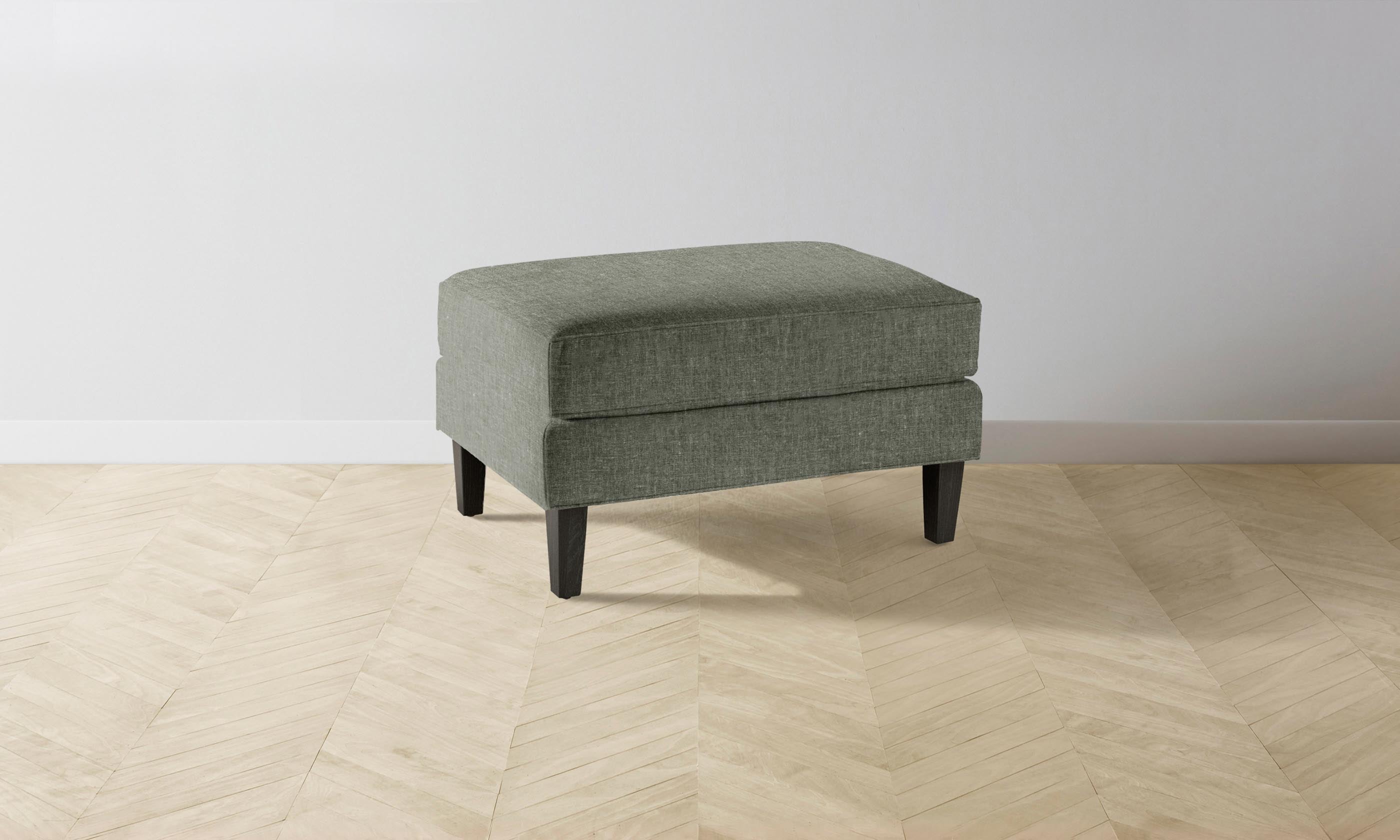The Crosby Ottoman - Heritage Belgian Linen Upholstered Storage Bench in Thyme | Modern Living Room, Bedroom & Entryway Furniture with Hidden Storage Compartment