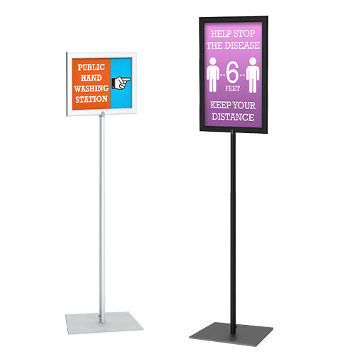 14x22 Pedestal Sign Holder with Square Base - Slide In Design for Retail Displays, Trade Shows & Restaurant Menus - Durable Acrylic Sign Stand for Indoor/Outdoor Use
