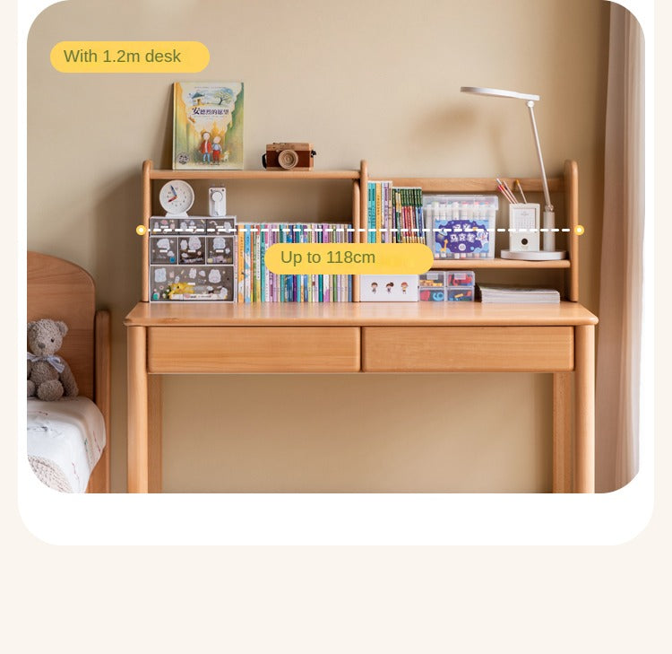 Solid Wood Kids Bookshelf - Beech, Oak, Poplar - Multi-Functional Storage Shelf for Bedroom, Playroom & Nursery Organization