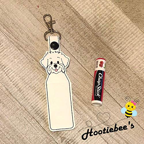 Maltese Puppy Hand Sanitizer Holder & Lip Balm Carrier - Cute Dog Design for Purse, Backpack, Keychain - Perfect for School, Office, Travel, and Daily Use