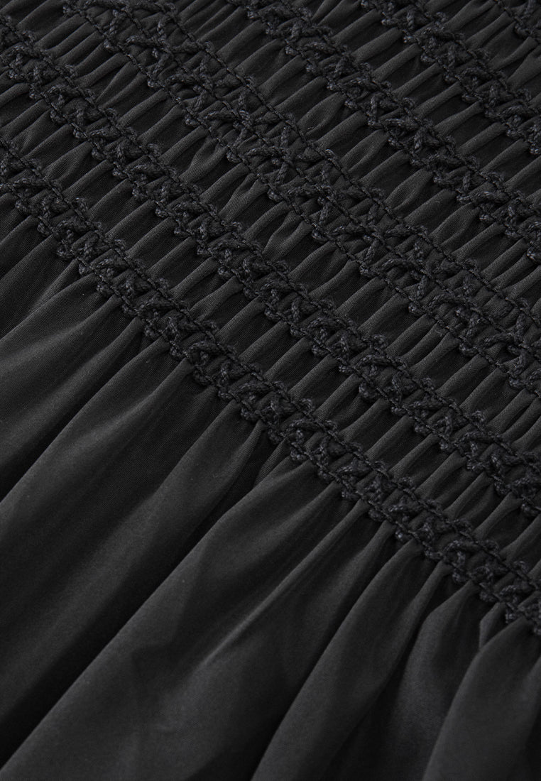 Elegant Beaded Trim Ruffled Dress with Elastic Waist - Perfect for Parties, Weddings & Special Occasions