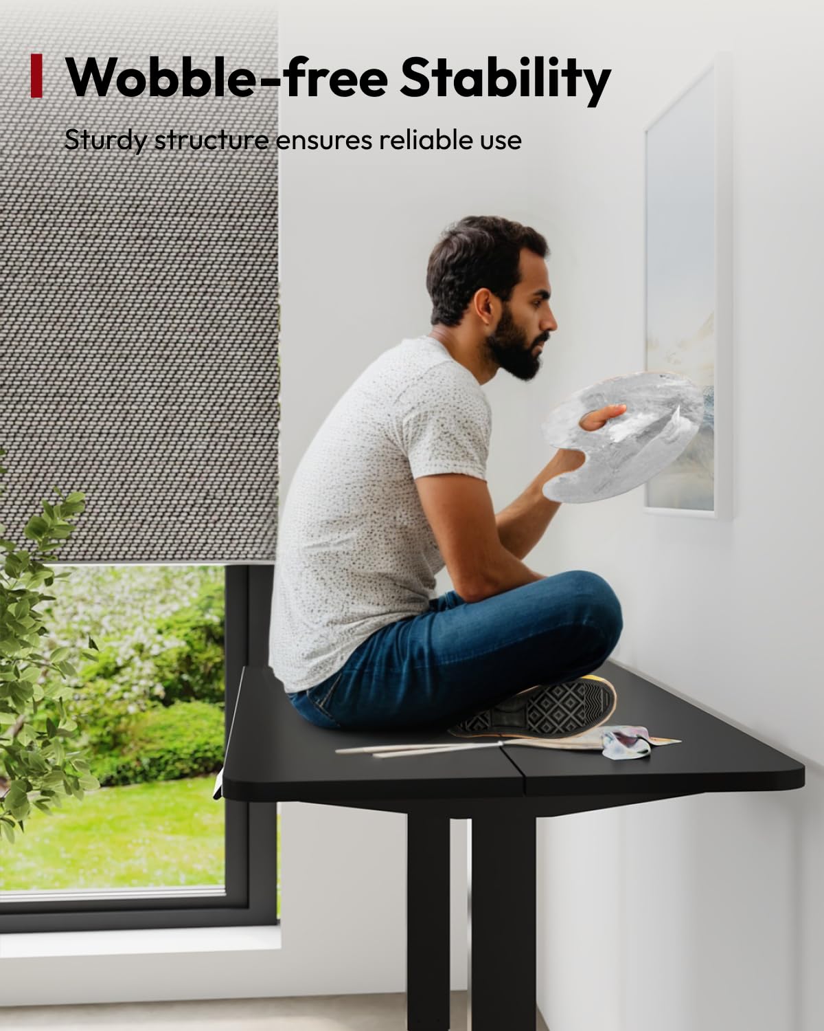 SANODESK Electric Standing Desk 40x24 Inches - Height Adjustable Sit Stand Desk with Splice Board for Home Office (Black Frame/Black Top) | Ergonomic Workstation for Remote Work & Gaming Setup