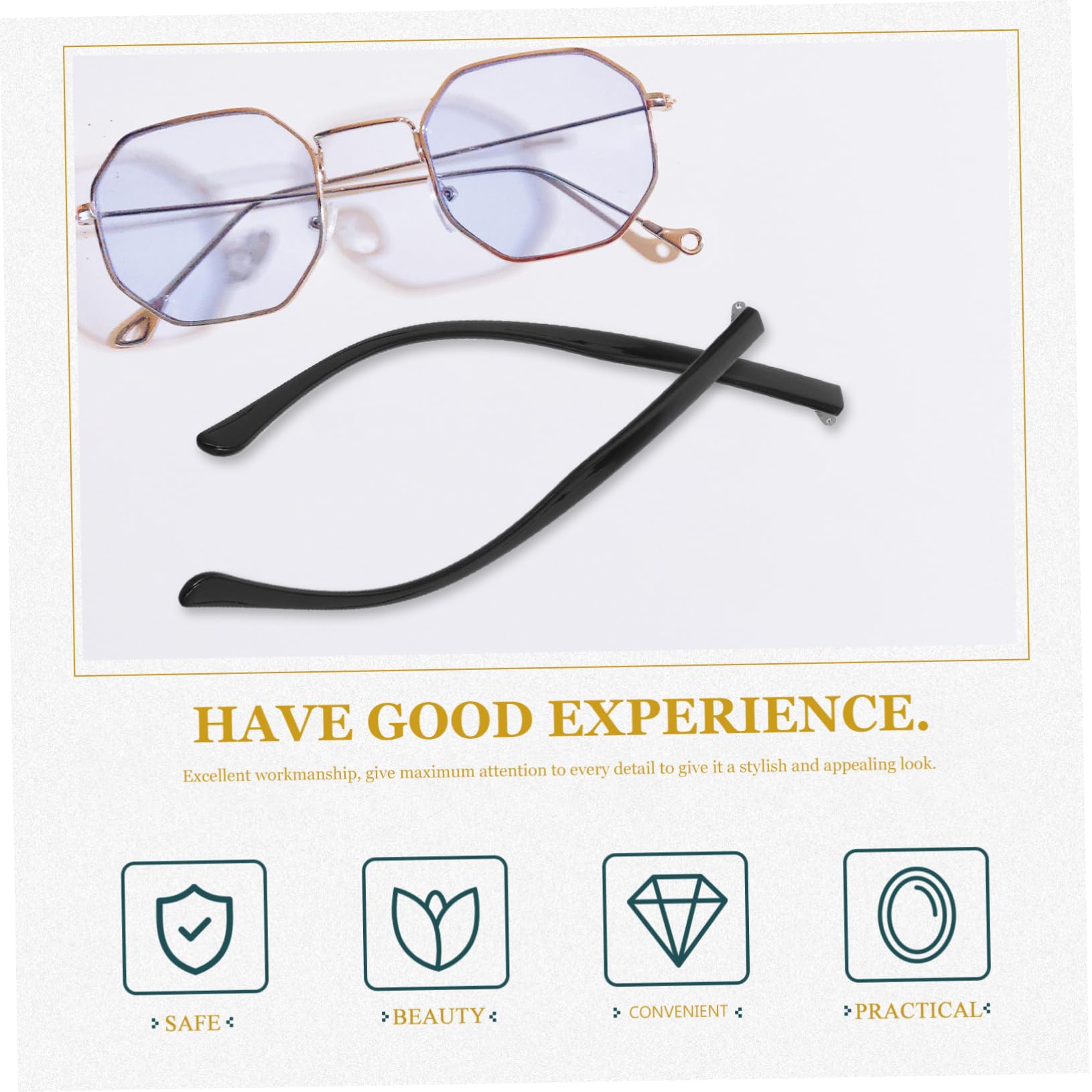 COOLHIYA 1 Pair Glasses Temple Tips Replacement Parts - Anti-Slip Eyeglass Arm End Covers for Repairing Glasses & Sunglasses - Durable Frame Accessories for Comfortable Wear at Work, Reading or Outdoor Activities