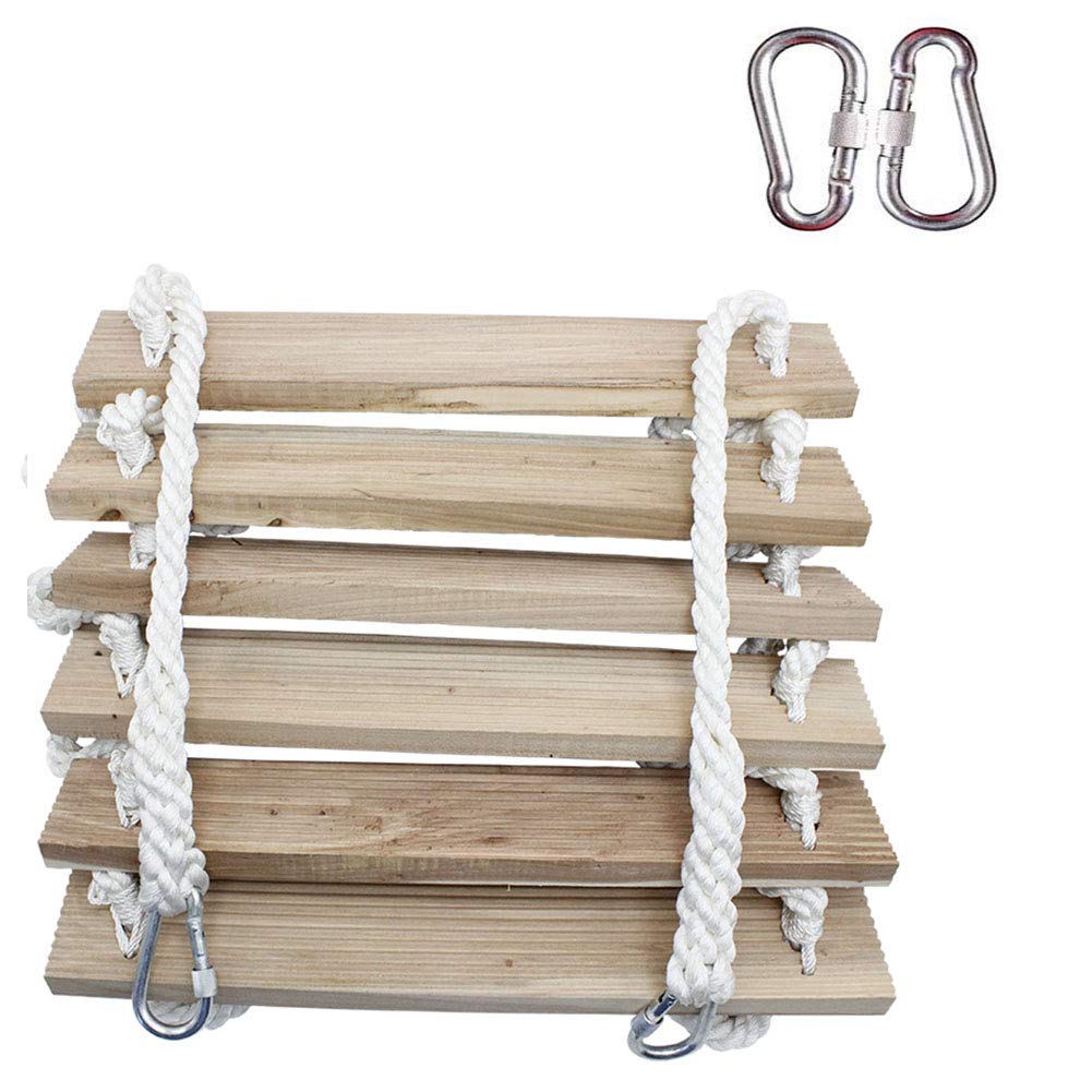 QWERTY Soft Ladder Rope Ladder - 3m Nylon Non-Slip Wooden Rung Emergency Escape Ladder for High-Altitude Fire Safety & Outdoor Climbing | Perfect for Home Safety, Treehouse Access & Adventure Activities