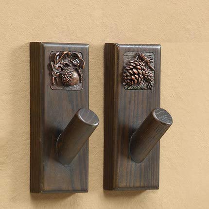 Vintage Wooden Coat Hooks Wall Mounted - Handmade Hat & Jacket Hanger Organizer - 2 Pack for Entryway, Bedroom & Bathroom Decor