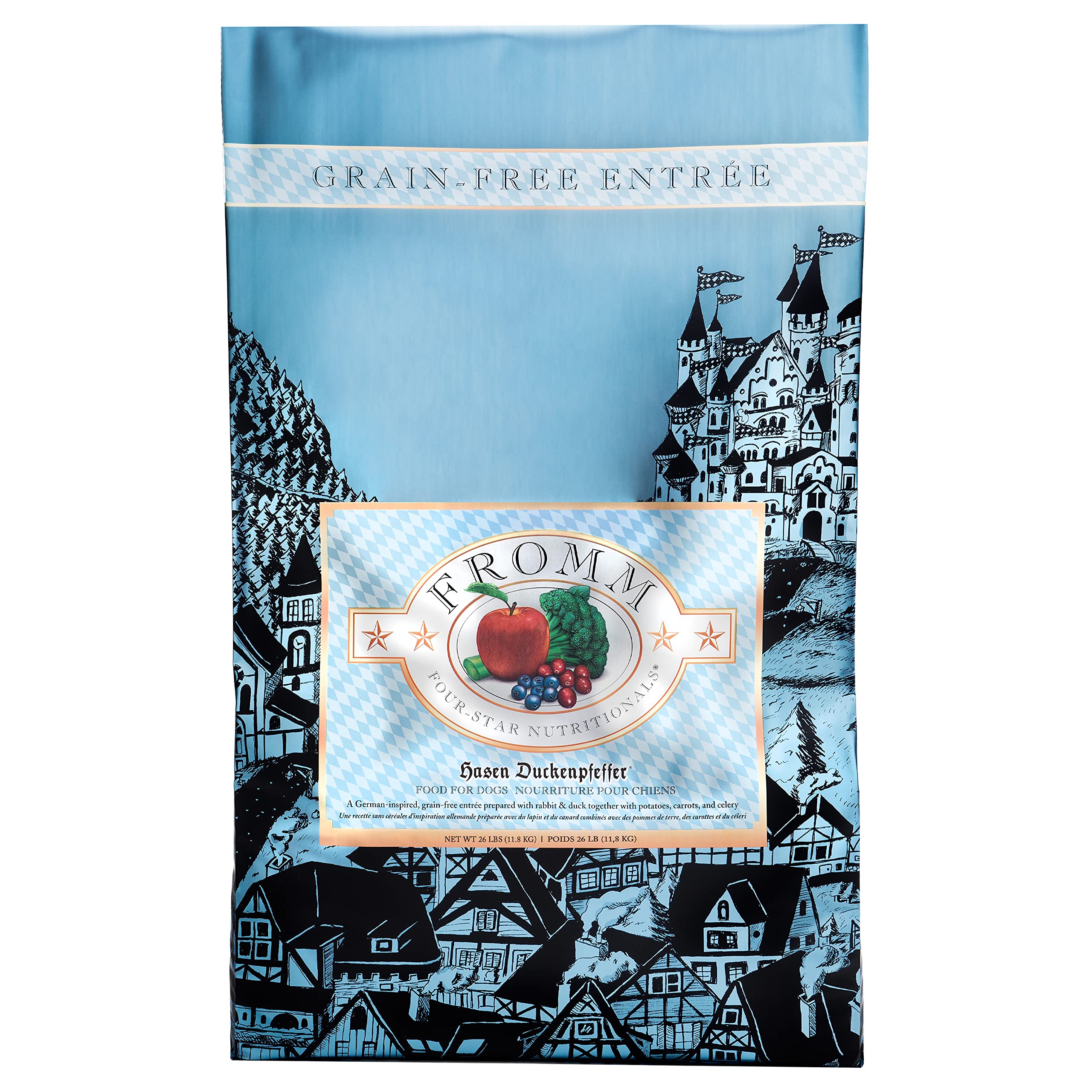 Fromm Four-Star Nutritionals Hasen Duckenpfeffer Dry Dog Food - Premium Rabbit Recipe for Adult Dogs - 26 lb Bag - High Protein Grain-Free Kibble for Sensitive Stomachs - Perfect for Active & Indoor Dogs