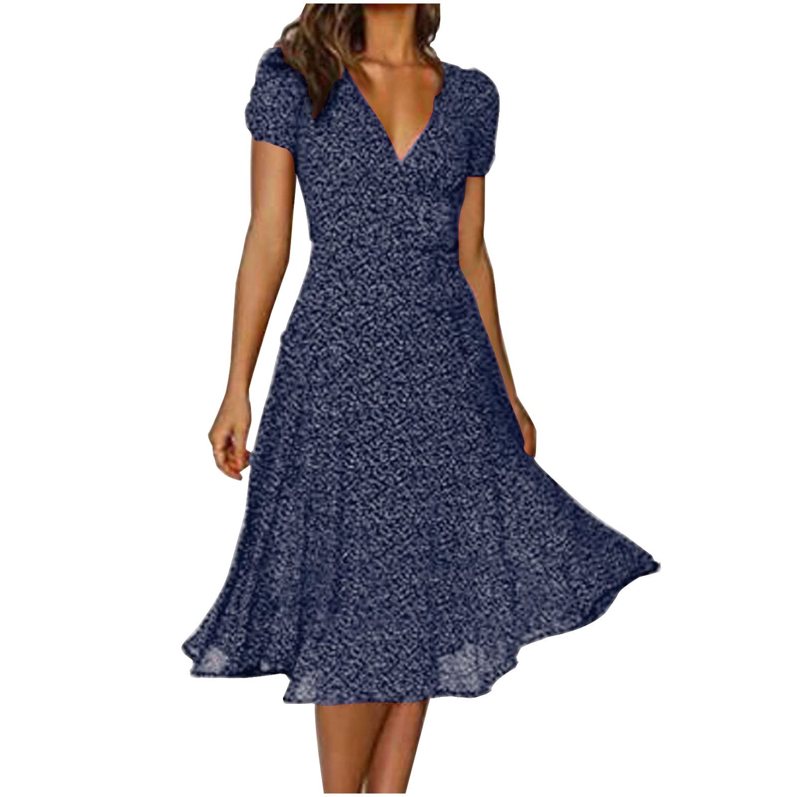 AMhomely Women's Summer Dresses - Elegant V-Neck Bandage Print Casual Short Sleeve Maxi Dress for Special Occasions | Plus Size & Petite Options | Perfect for Beach Vacations, Date Nights & Summer Parties