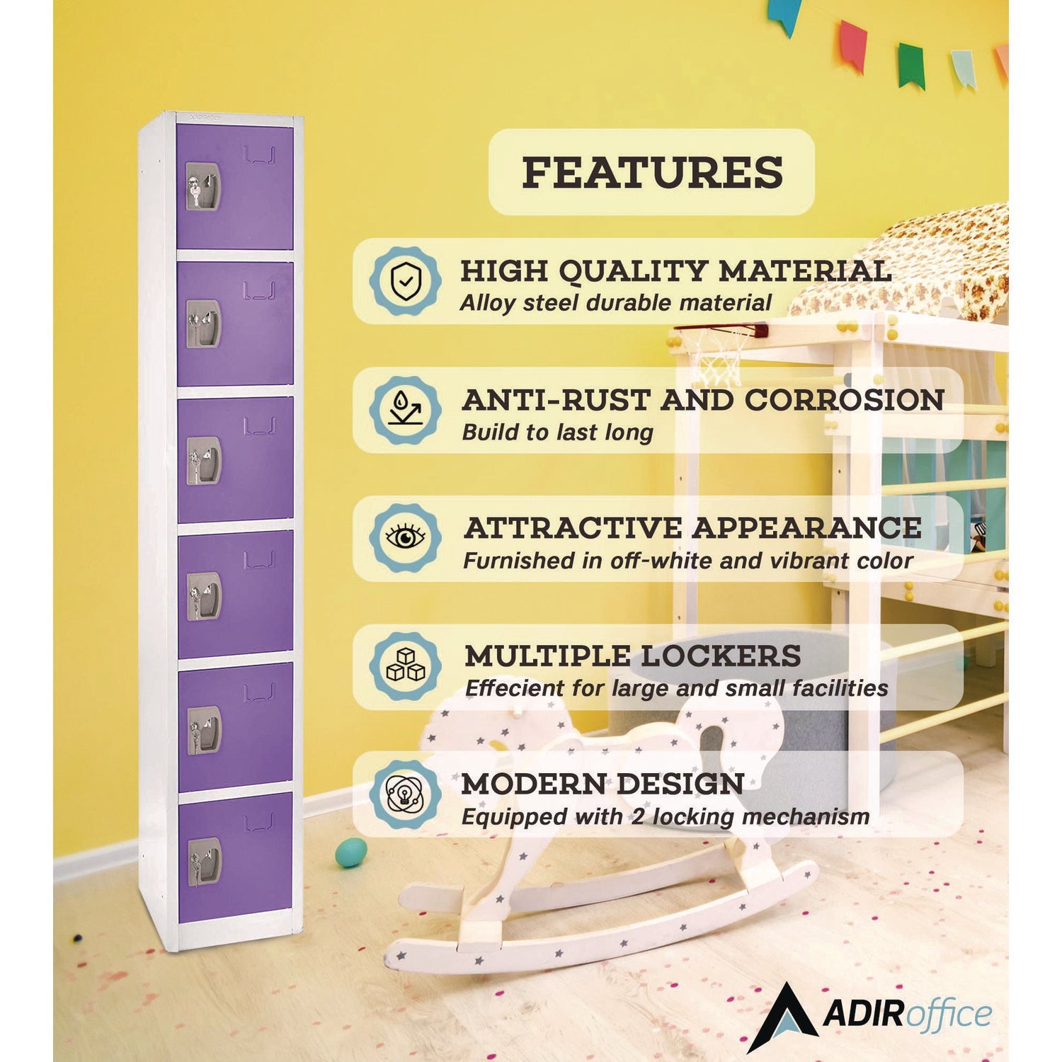 AdirOffice 6-Compartment Steel Storage Locker - 12