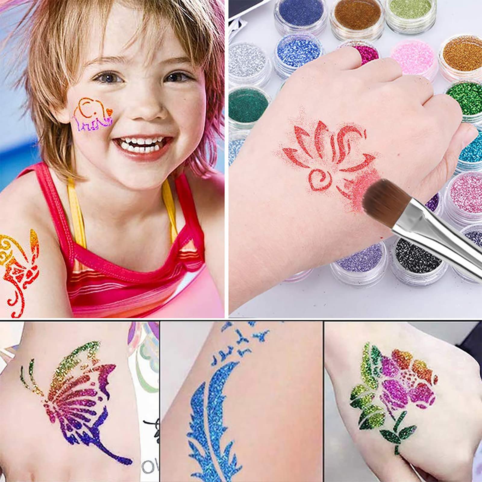 Wumawu Temporary Tattoo Glue - 8ml Water Soluble Glitter Adhesive with Brush Bottle for Body Art | Perfect for Halloween, Cosplay, Face Painting & Costume Events | Safe for Skin, Easy Wash Off (4 Pack)