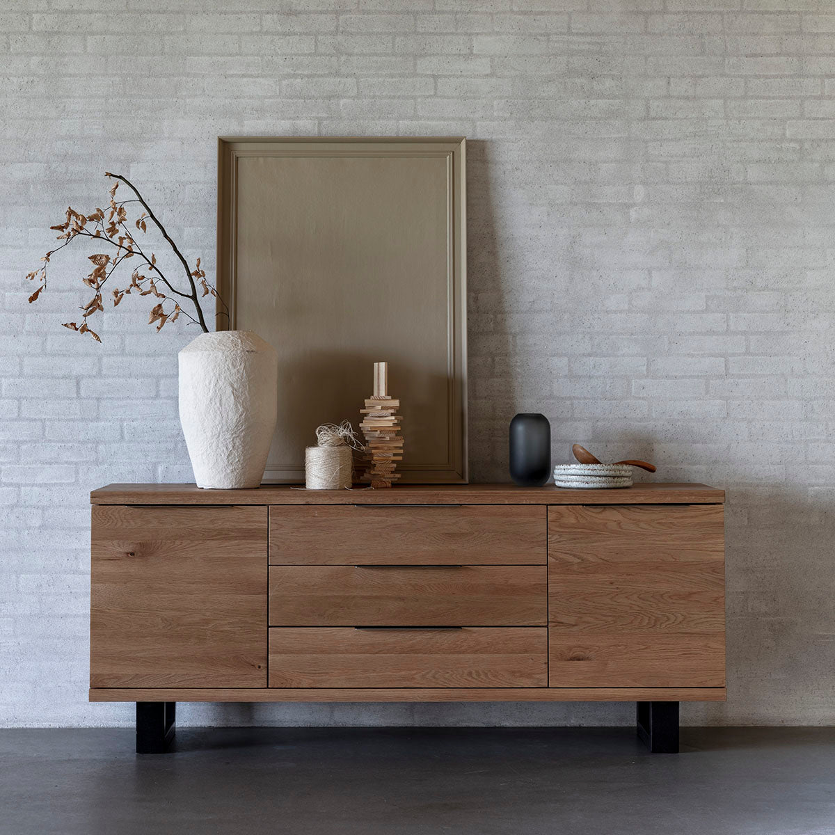 Calia Sideboard - Modern Wood Buffet Cabinet with 2 Doors & 4 Drawers for Dining Room Storage | Entryway Console Table | Living Room Organizer