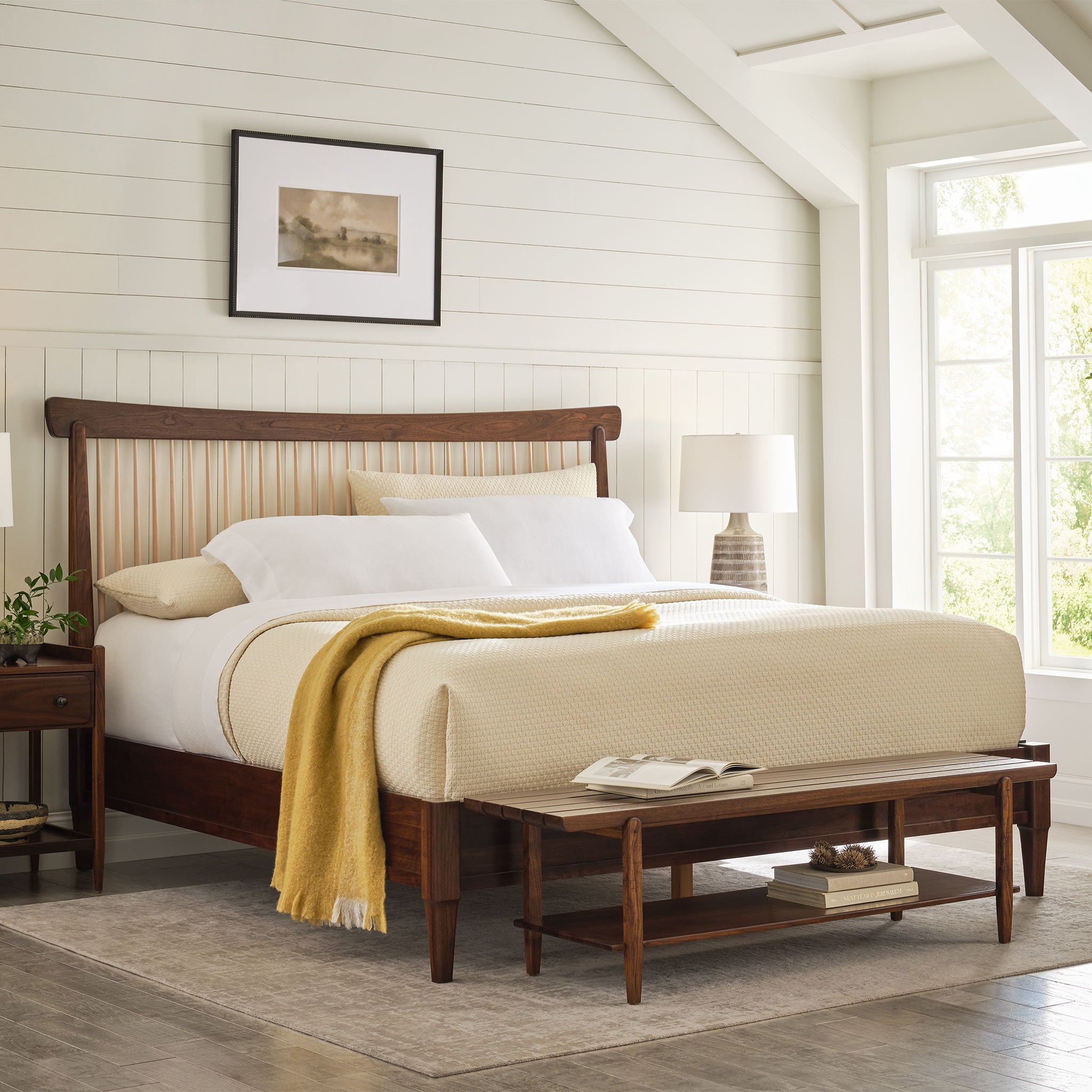 Hudson Valley Slatted Bench - Modern Wooden Bench for Indoor & Outdoor Use - Perfect for Patio, Garden, and Entryway Decor