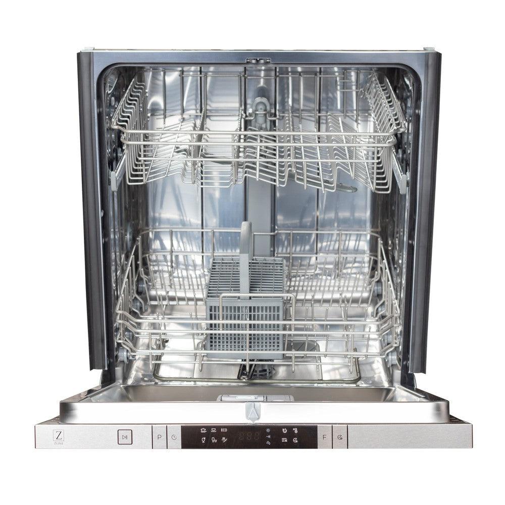 ZLINE 24 Inch Top Control Dishwasher - Blue Matte Panel, Traditional Handle, Ultra Quiet 52dBa (DW BM 24) for Modern Kitchens & Open Concept Homes