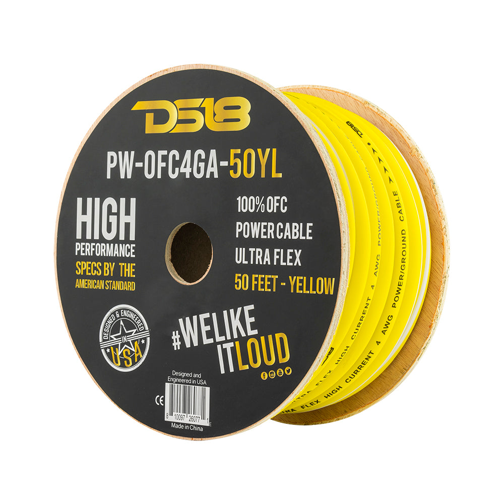 4 Gauge 100% OFC Premium Ground & Power Cable - 50 Feet Heavy Duty Copper Wire for Car Audio, Solar Panels, and RV Electrical Systems