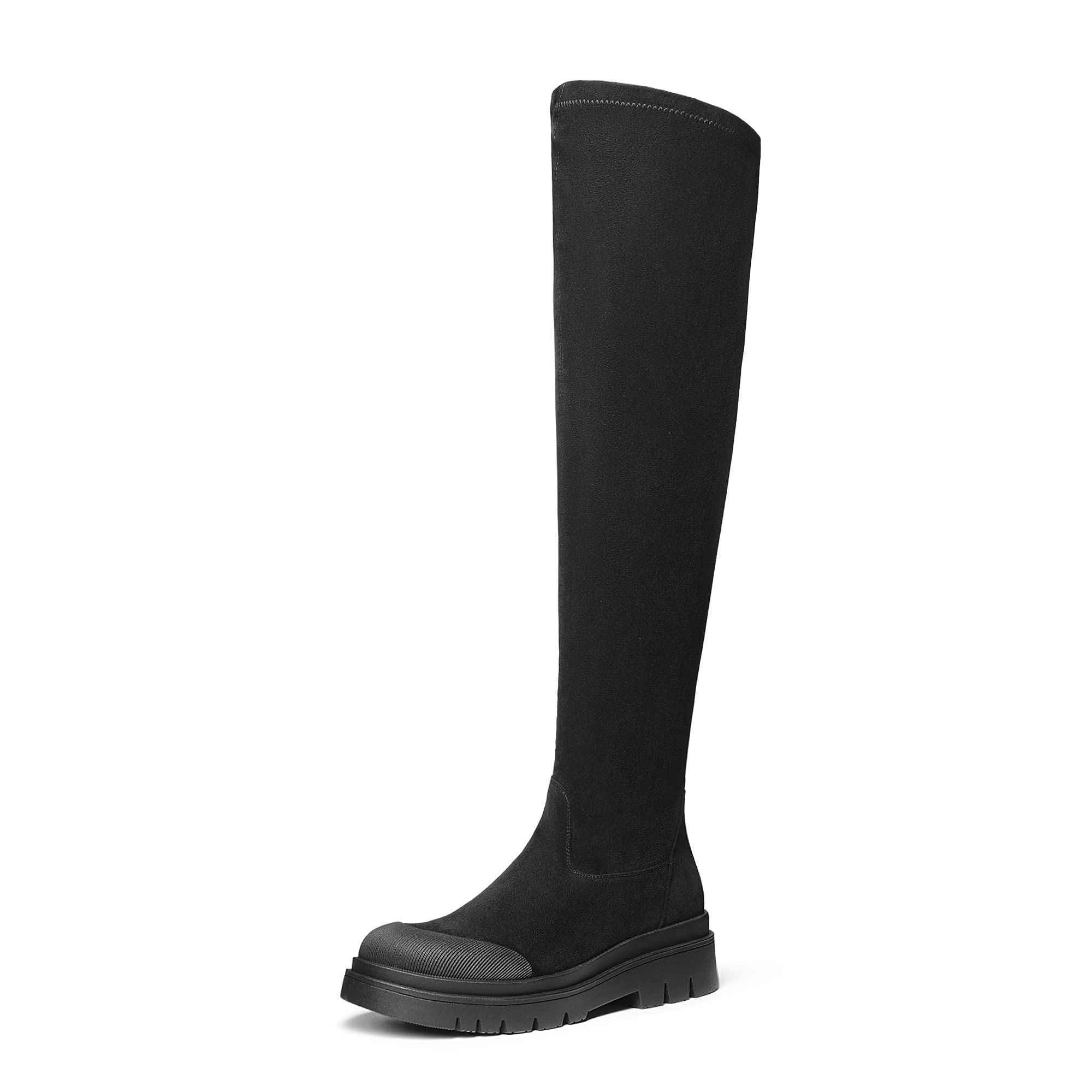 DREAM PAIRS Women's Chunky Lug Sole Over The Knee Thigh High Boots - Stretchy Soft Platform Boots for Fall & Winter Fashion, Comfortable Long Boots for Casual Outfits, Date Night & Party Wear