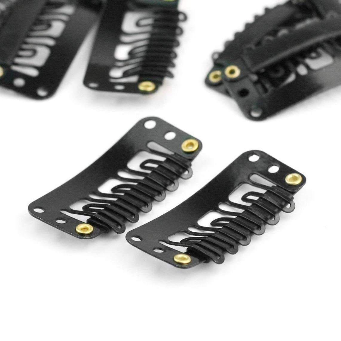 Stylazo 15 Pcs U-Shape Snap Hair Clips for Extensions & Wigs - 32mm Black Tic Tac Hair Clips | Secure Weft Attachment for Salon, Styling & Daily Hair Care