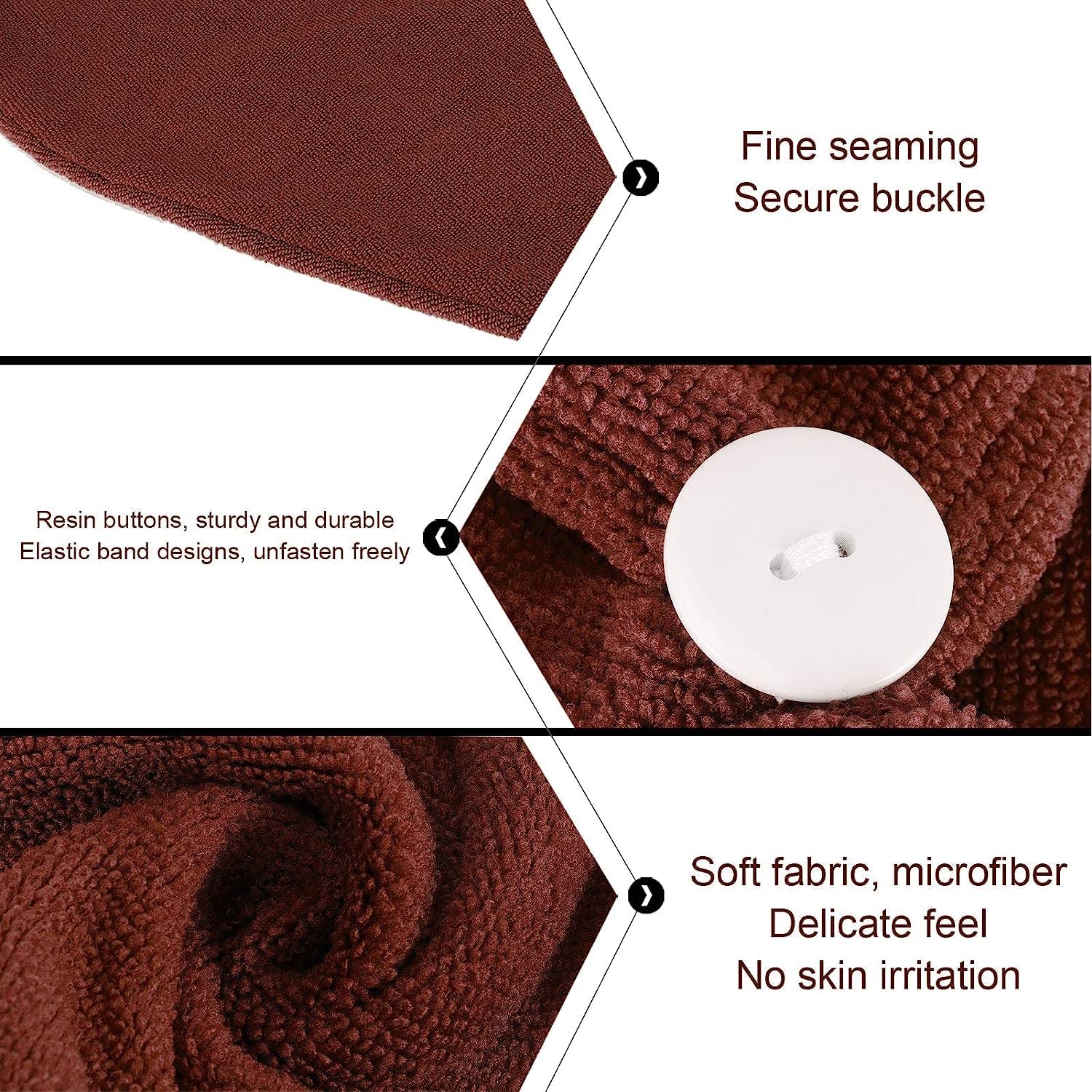 Set of 2 Excluzo Microfiber Hair Drying Hats & 5 Quick-Dry Hair Towel Wraps - Soft & Absorbent for Women, Men & Kids - Perfect for Travel, Gym & Home Use (Coffee Color)