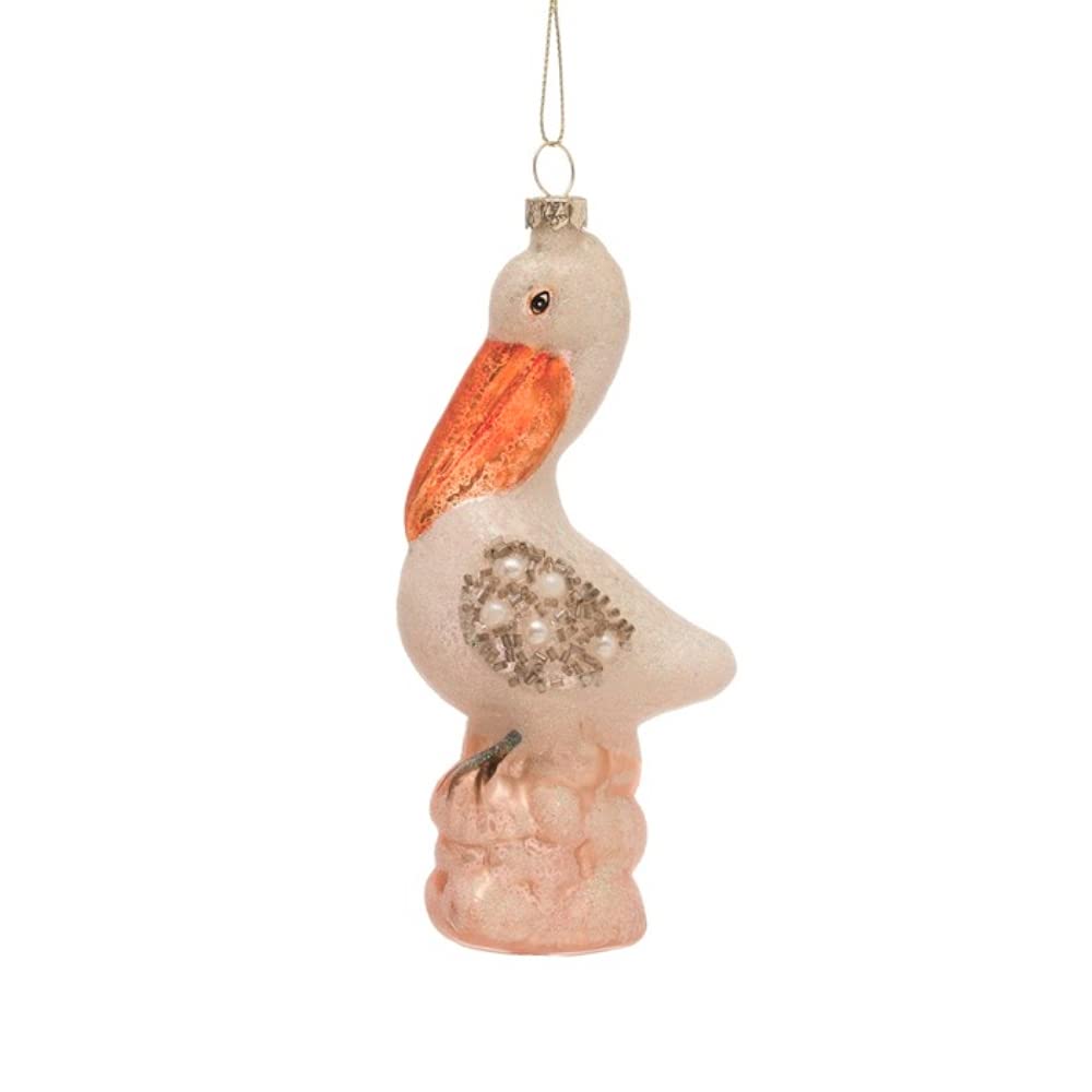 Hand-Painted Glass Pelican Ornament - Elegant Home Decor for Christmas, Gifts & Coastal Themed Interiors