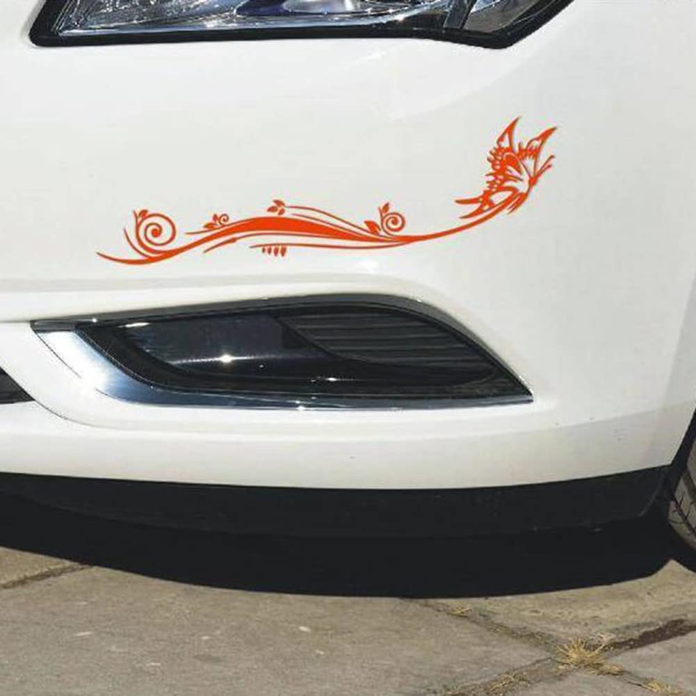 SEADEAR 2 Pack Reflective Flower Butterfly Car Stickers - Silver Decorative Vinyl Decals for Car Bumper, Body & Rear Window | Waterproof Auto Styling Accessories for Vehicle Customization (Great for Car Shows & Personalization)
