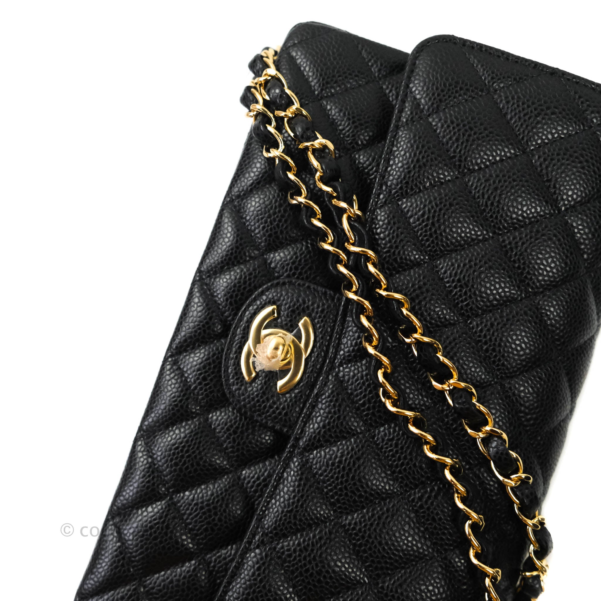 Chanel Classic Medium Double Flap Bag Black Caviar Leather with Gold Hardware - Luxury Designer Handbag for Women, Perfect for Work, Evening & Special Occasions