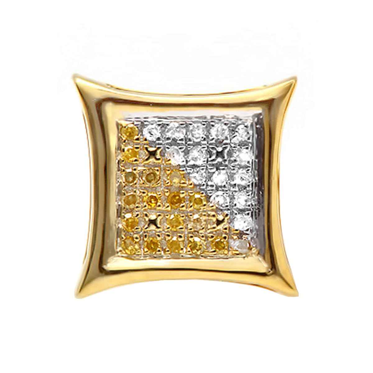 Dazzlingrock 0.08ct Round White & Yellow Diamond Kite Stud Earrings - Micro Pave Setting - Perfect for Weddings, Parties & Special Occasions