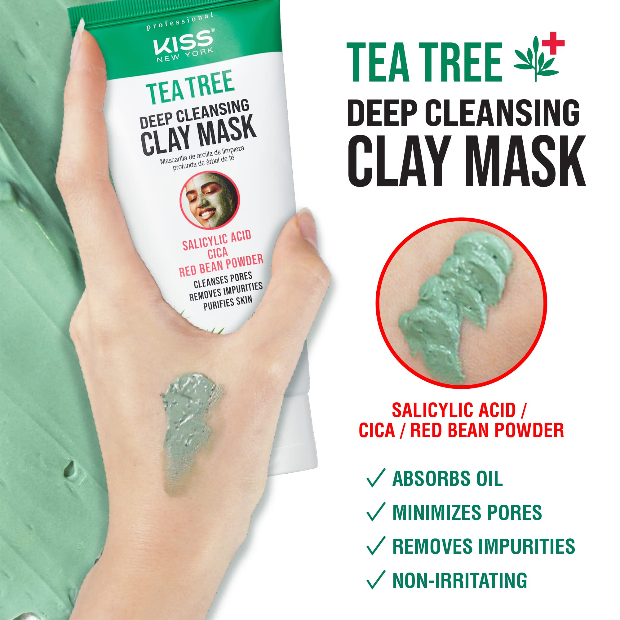 Tea Tree Deep Cleansing Clay Mask - Korean Skincare for Pore Minimizing & Oil Control | Non-Irritating, Detoxifying Facial Treatment (4.23 oz) - Perfect for Acne-Prone & Oily Skin Care Routine