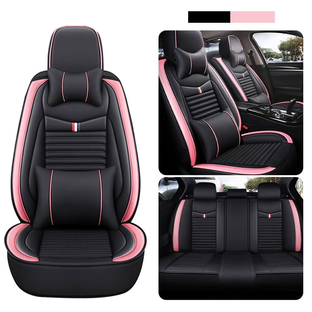 Premium Leather Car Seat Covers for Toyota 4Runner 1991-2022 | Universal Anti-Slip Design Fits Most Cars, Sedans, SUVs & Trucks | Black & Pink Options | Perfect for Road Trips, Daily Commutes & Vehicle Protection