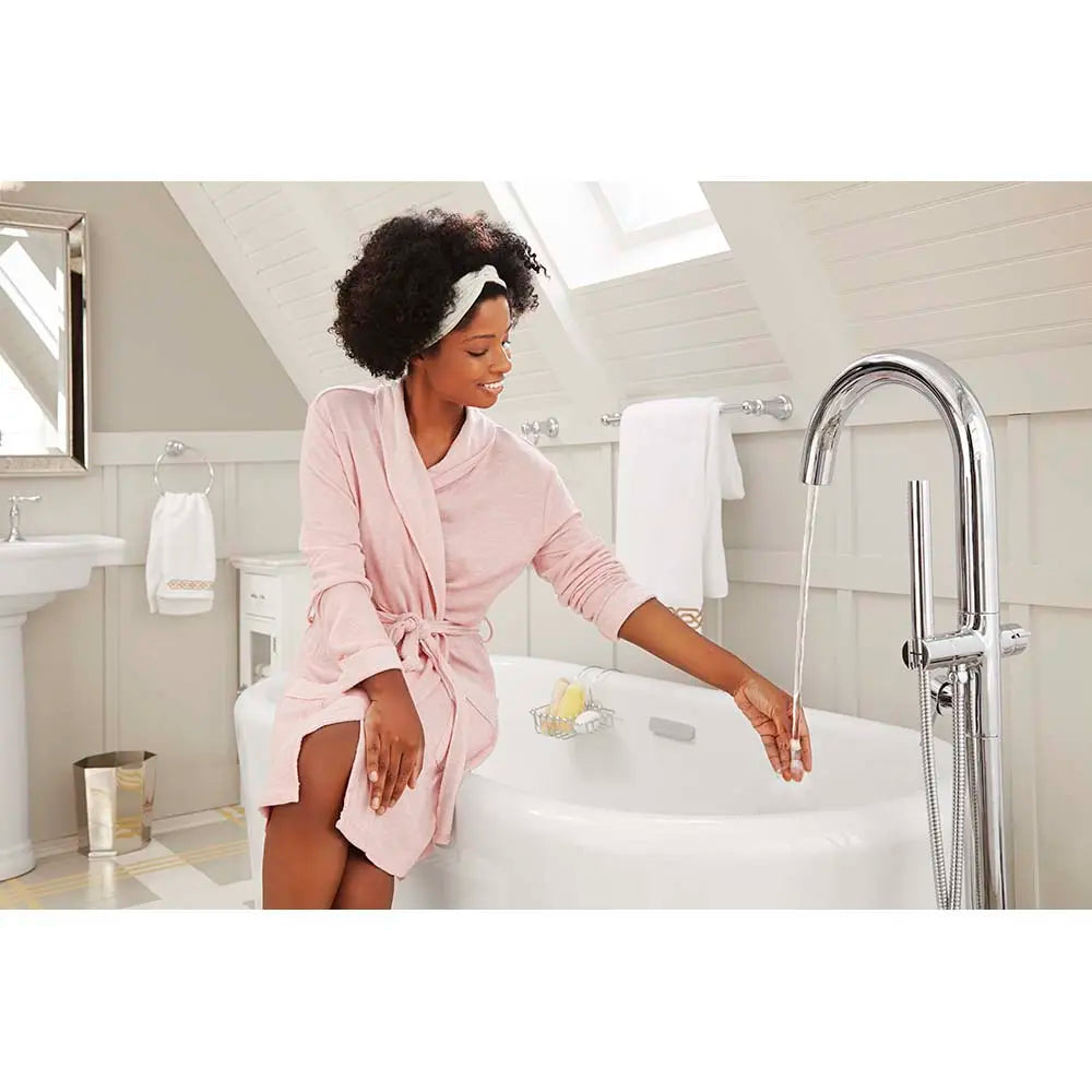 Modern Freestanding Bathtub Faucet with Hand Shower - Round Design, Lever Handle, Rough-in Valve - Perfect for Spa, Master Bathroom & Luxury Bathroom Renovations