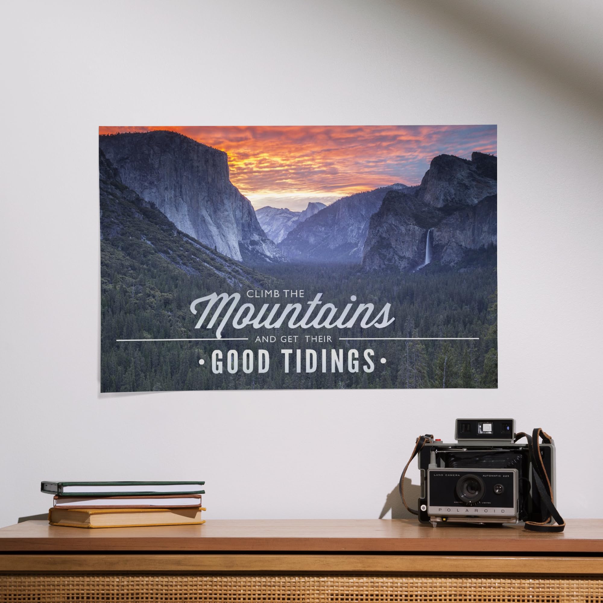 Lantern Press 16x24 Inch Giclee Print - Yosemite National Park Landscape Art with John Muir 'Climb The Mountains' Quote - Premium Wall Decor for Living Room, Office & Cabin
