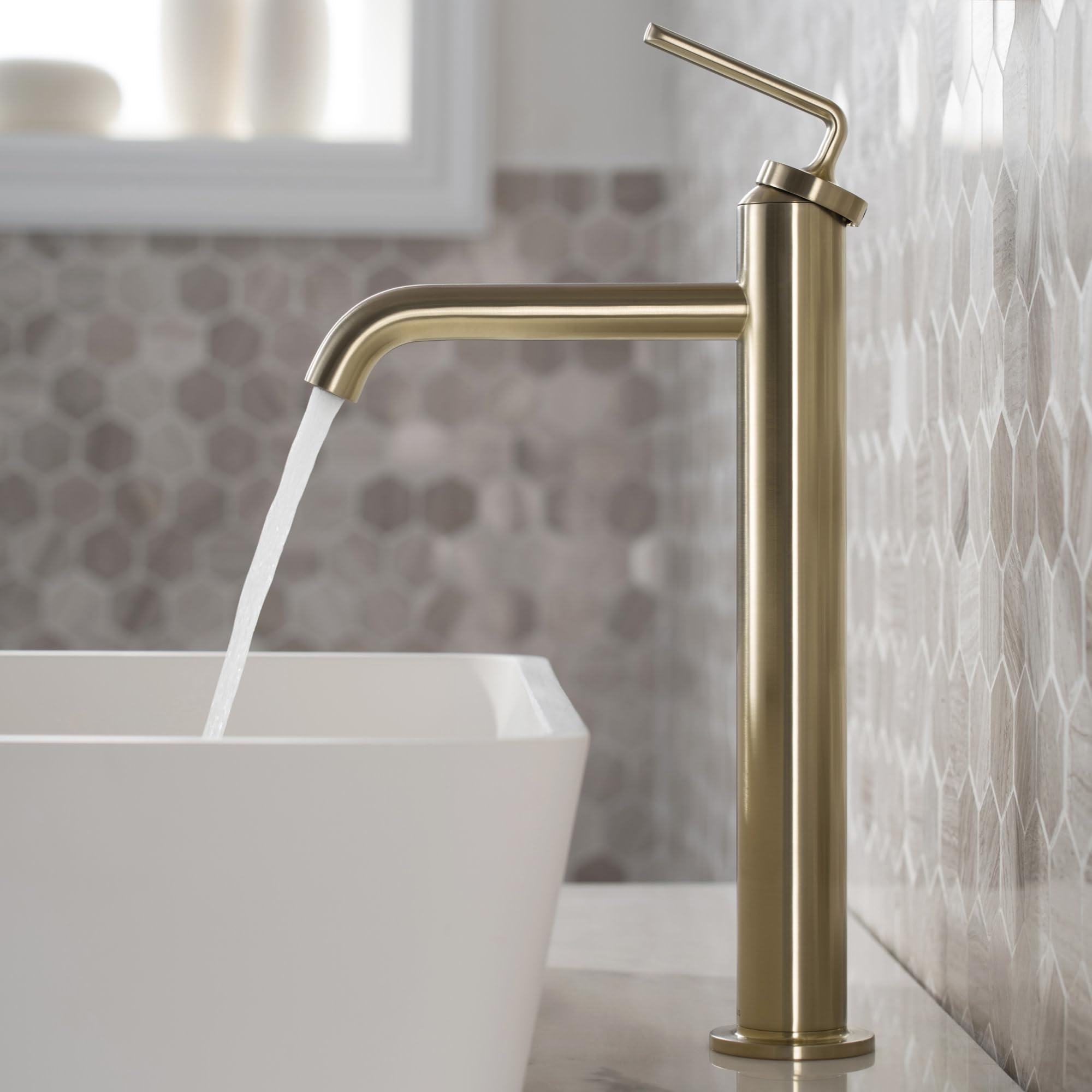 KRAUS Ramus Matte Black Single Handle Vessel Sink Bathroom Faucet with Pop-Up Drain - KVF-1220MB | Modern Bathroom Upgrade for Vanities & Powder Rooms