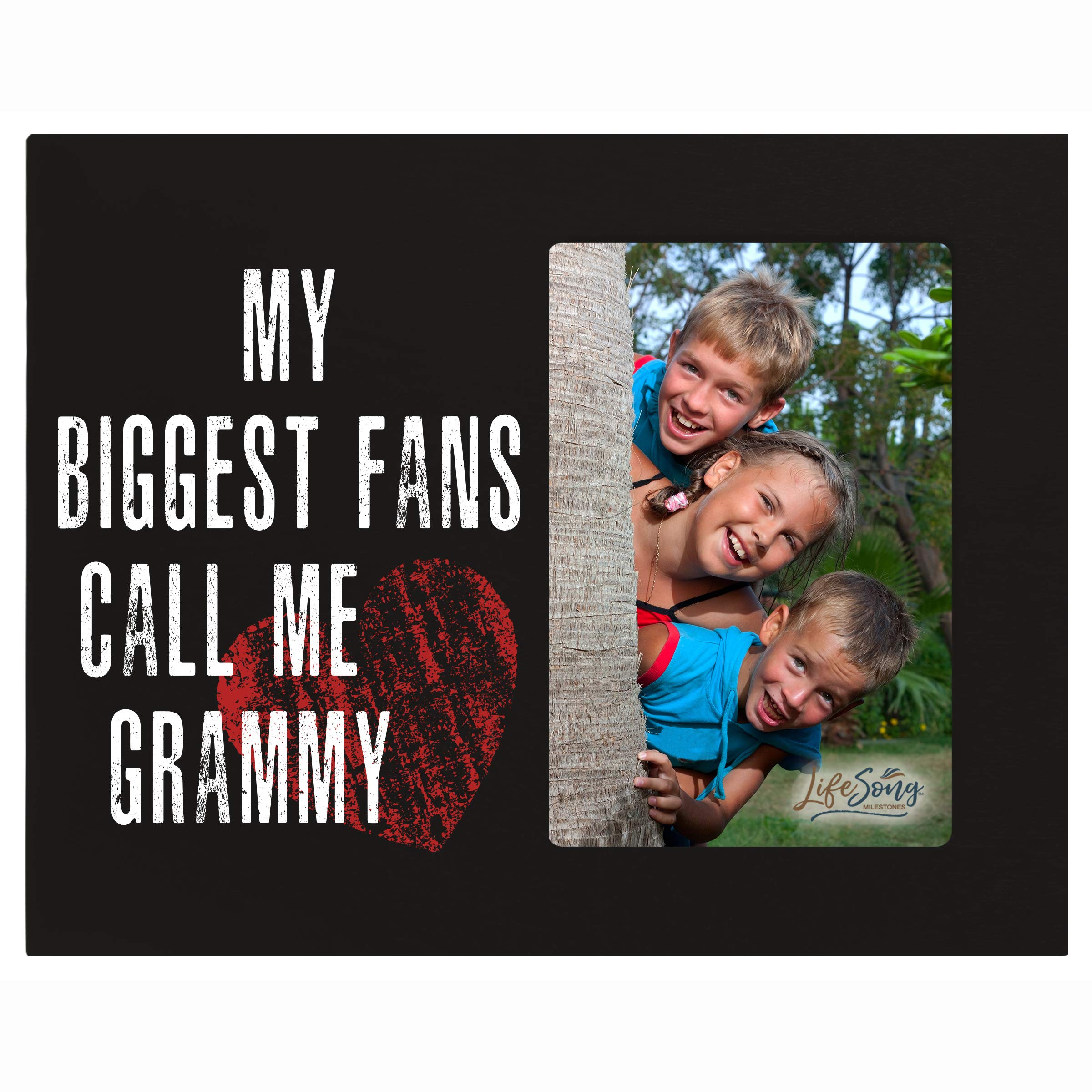 LifeSong Milestones My Biggest Fans Call Me - 8x10 Photo Frame Gift for Grandmother, Grammy, Mom - Holds 4x6 Picture - Perfect for Mother's Day, Birthday & Anniversary Gifts - Black Wooden Display Frame for Home & Office Decor