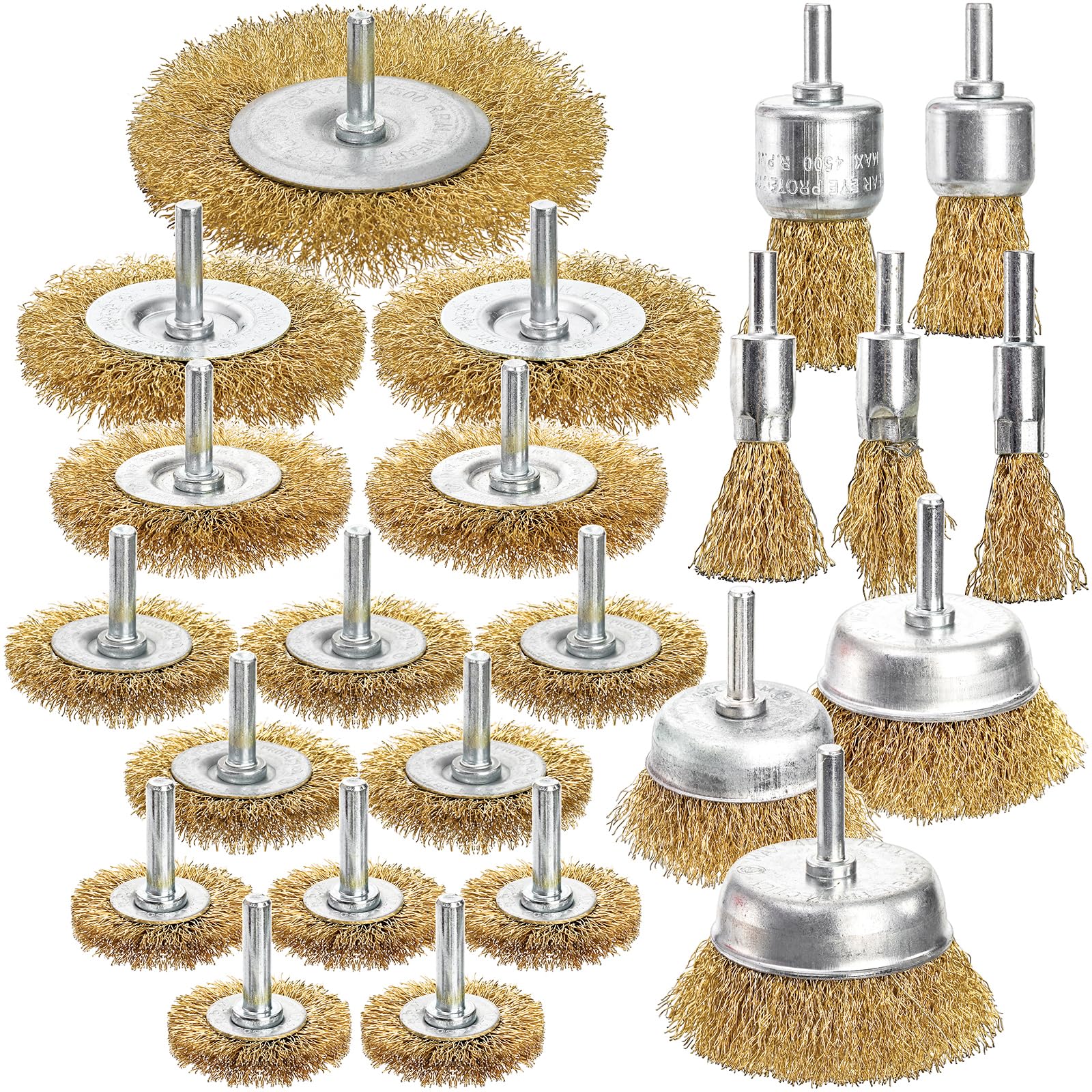 Elsjoy 23-Piece Wire Wheel Brush Set for Drill - Brass & Carbon Steel Cup Brushes for Polishing, Rust Removal & Metal Cleaning - Perfect for DIY, Automotive & Home Improvement Projects