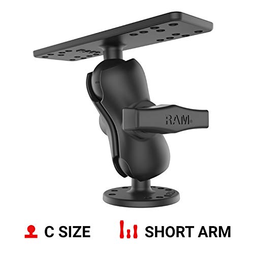 RAM-111U-B 短臂船用电子支架 - 兼容Garmin、Lowrance、Humminbird等品牌 - 适用于船舶导航、钓鱼和户外探险