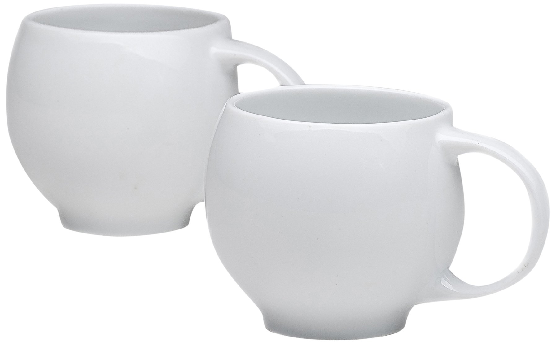 2 Pack Glossy White Porcelain EVA Tea Cups - 7 Ounce Ceramic Mugs for Cappuccino, Coffee & Tea - Elegant Set for Home, Office & Gifting