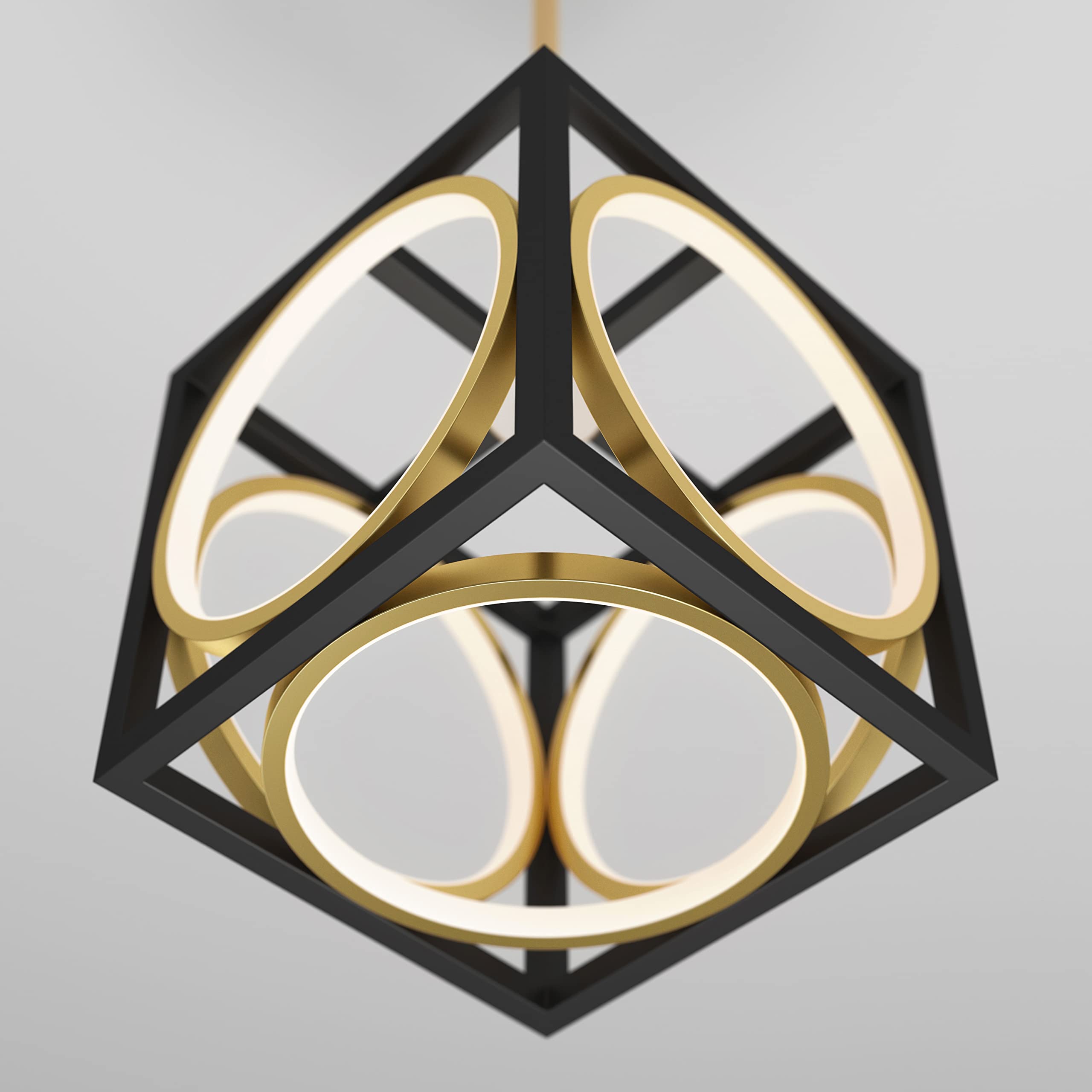 Artika Astoria 13W Modern Geometric Square Pendant Light - Black & Gold Kitchen Island Lighting Fixture, 800 Lumens 3000K Warm White LED, No Bulb Required - Perfect for Dining Room, Kitchen Island, Bar Counter and Restaurant Lighting