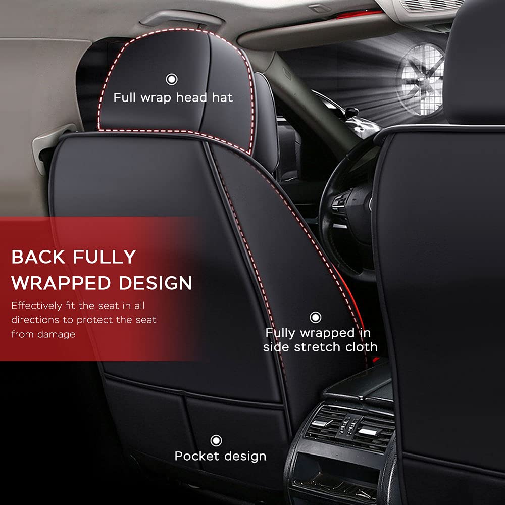 2007-2021 Jeep Compass Universal Car Seat Covers - Waterproof, Anti-Slip, Airbag Compatible - Black & Red - Easy to Clean Car Protectors for Comfort & Style - Perfect for Daily Commute, Road Trips & Outdoor Adventures
