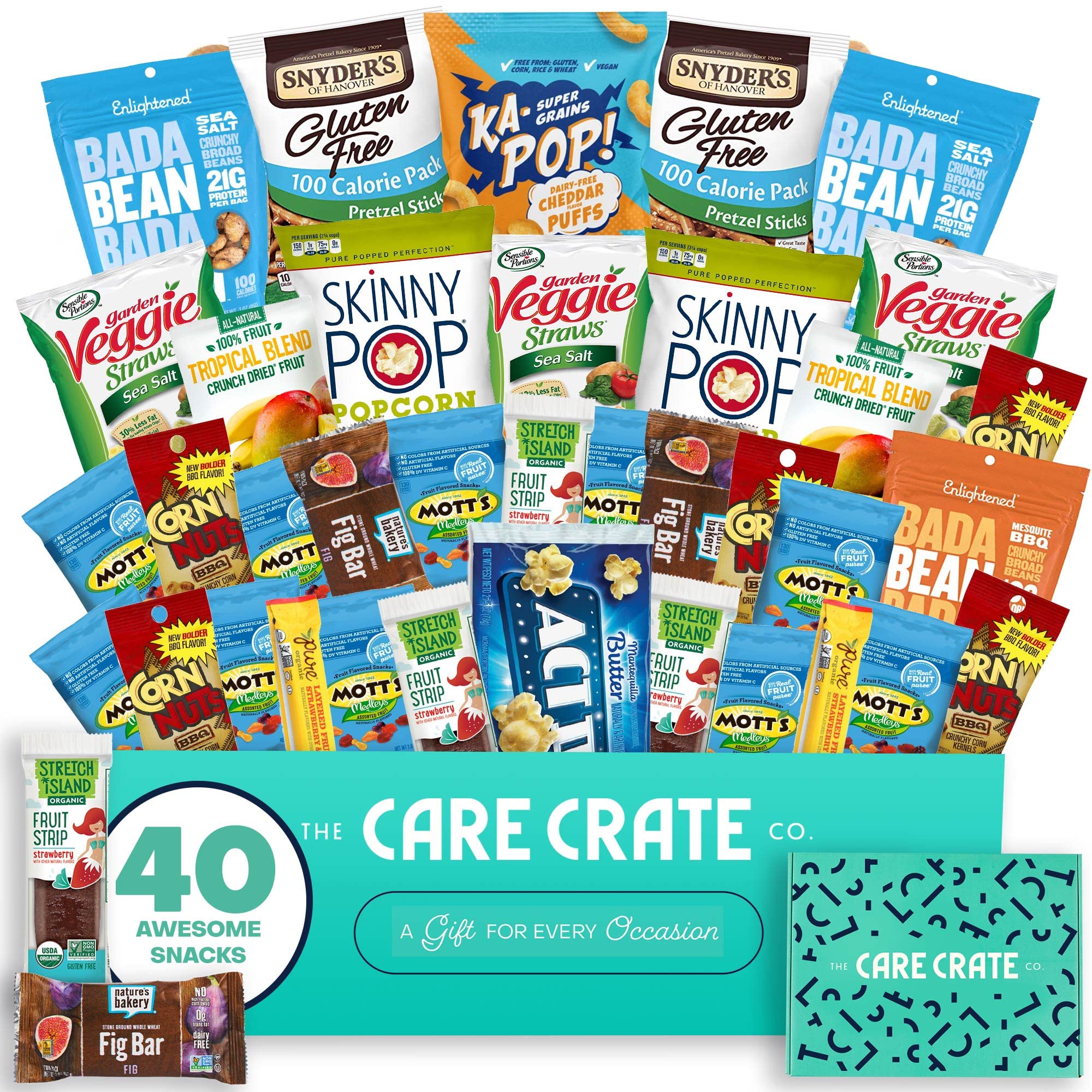 Gluten Free Healthy Snacks Variety Pack 40 Count - Low Carb Vegan Keto Paleo Organic Dairy Free Treats for Adults & Kids - Perfect for Office Snacks, School Lunches, Travel & Gift Giving