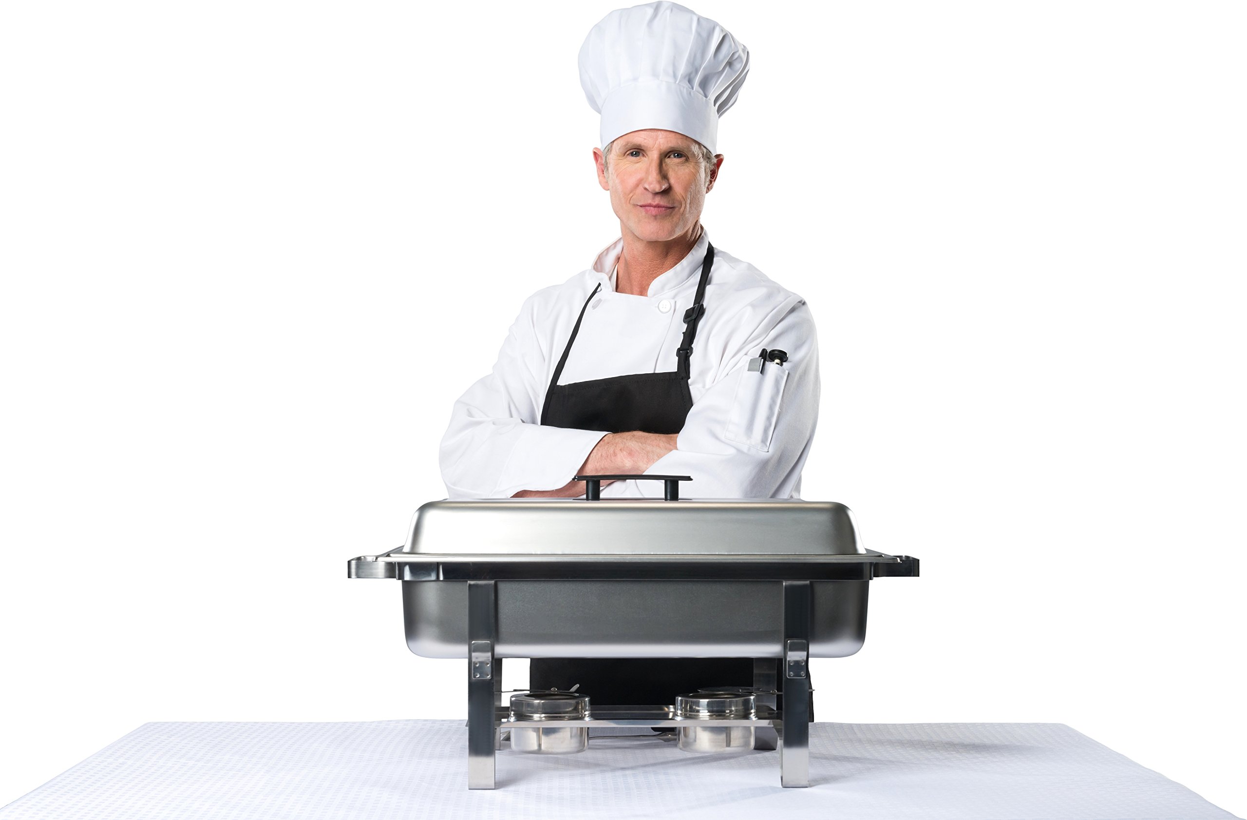 Tiger Chef 8 Quart Stainless Steel Chafer Set with 3 Chafing Dishes & Cool-Touch Plastic Lids - Full Size Catering Buffet Warmers for Parties, Weddings & Events